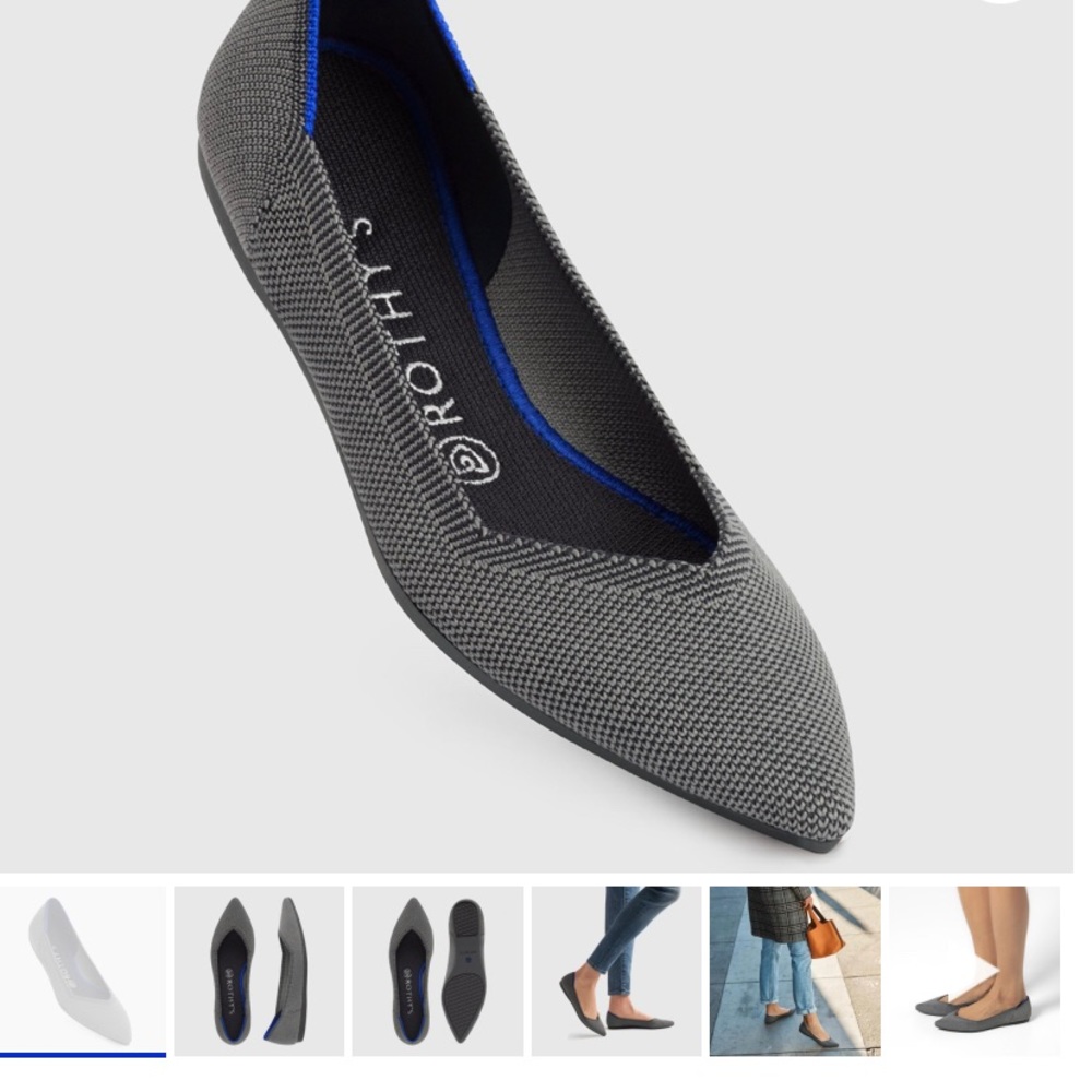 Rothy’s Cloud Grey Birdseye Point Flat